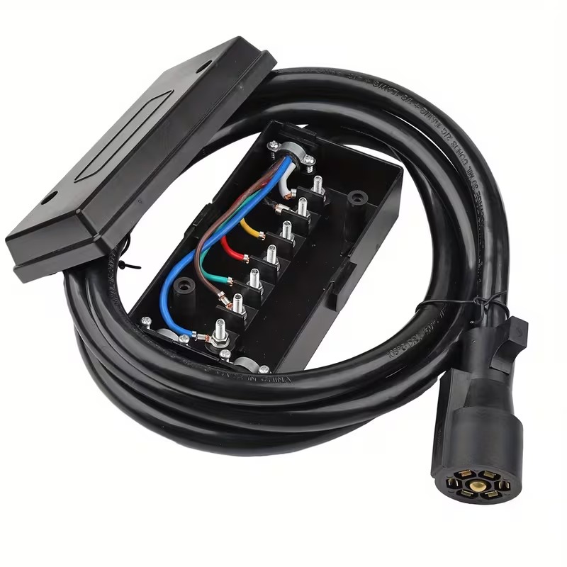 Heavy-Duty 7-Way Trailer Plug Harness with Junction Box